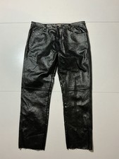 Todd Oldham Made In USA Black Crinkle Coated Faux Leather Denim Jeans Sz. 38