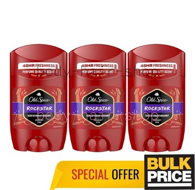 Old Spice Rockstar Stick Deodorant Alu-Free Fresh Bergamot Sweat Protect 3er ...