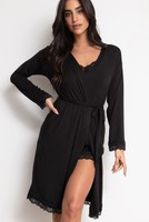 Pour Moi Sofa Loves Lace Jersey Wrap Gown - Black