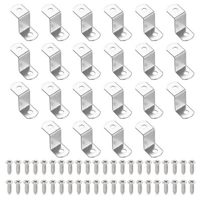 22Pcs 2/3'' Offset Canvas Clips with 2 Holes Include 44 Screws, Silver Tone