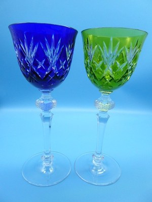 WMF Crystal Cabinet Römer Weinglas Kristall Blau Grün Prunk Groß Selten  22,5cm