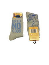 Disney Stitch UP TO NO GOOD 1 Pair Novelty Crew Socks Adult Size 6.5-12 NWT