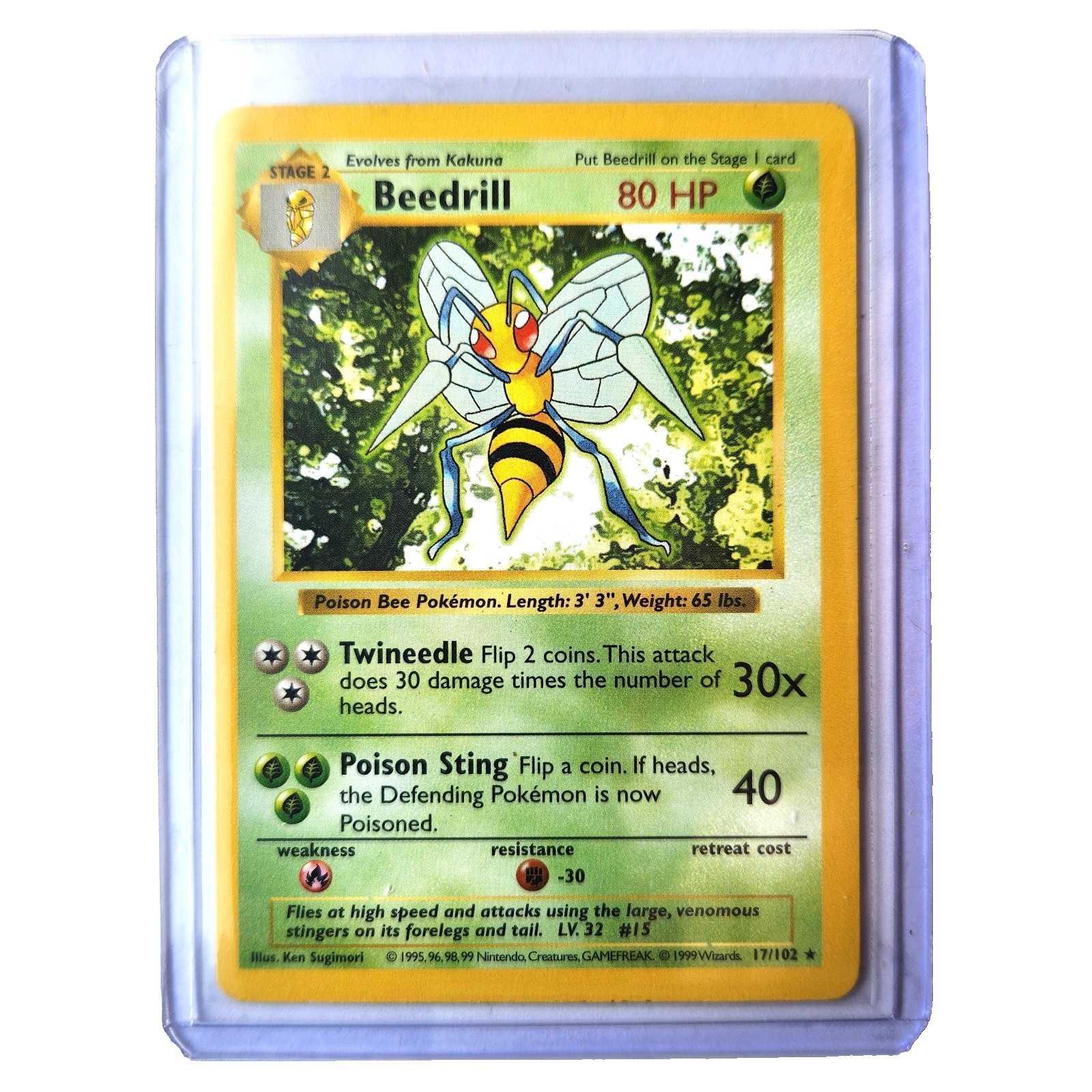 Beedrill 17/102 Shadowless Pokemon TCG Base Set LP Vintage 1999 Card