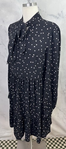 KATE SPADE Dress Size 6 Black polka Dot pussy Bow Ruffle Hem Fit & Flare Chic - Picture 10 of 17