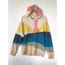 NWT Faherty Soleil Sweatshirt Fall Sunset Colorblock Sun Ray Patchwork Hoodie XL