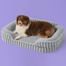 LE SURE Orthopedic Waterproof Large Dog Bed - Egg-Crate Foam Pet Sofa, Grey