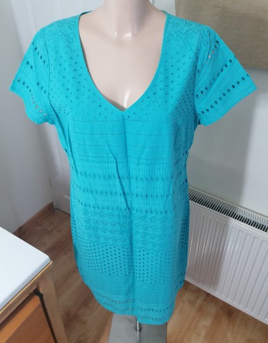 Per Una Size 18 Turquoise Broderie Cotton Dress - Picture 6 of 8