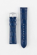 Hirsch LOUISIANALOOK Alligator Embossed Leather Watch Strap in BLUE
