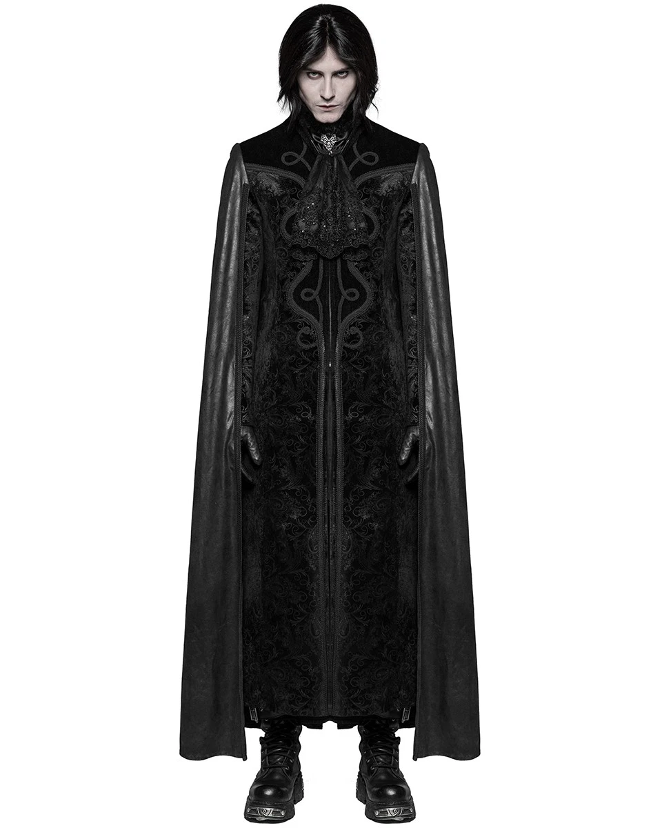 Punk Rave Para Hombres Capa Gótica Abrigo Chaqueta Larga Negro Terciopelo Steampunk Vampiro Capa