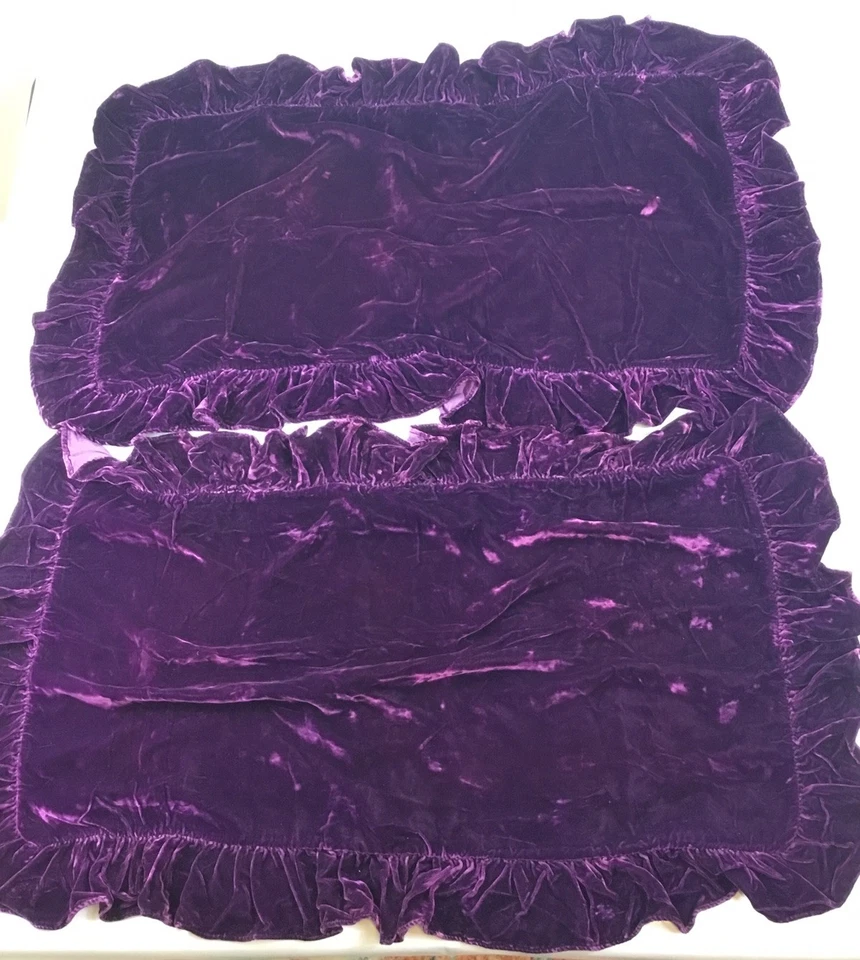 Muy Raro De Colección Ralph Lauren Púrpura Terciopelo Par de Fundas Talla King 34 x 18 Estuches Foto 2 de 4