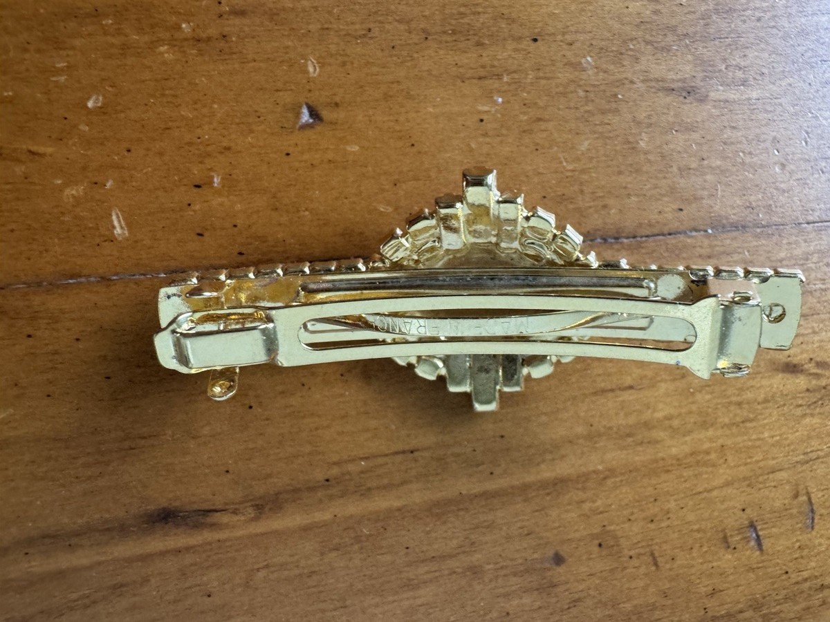 Vintage Christian Dior Hair Clip Barrette Gold Baguette 