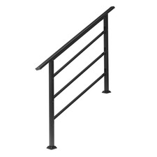 Handrails for Outdoor Steps, Wrought Iron Handrail Fits 1 to 4 Steps, Transition