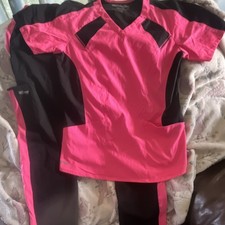 Grey's Anatomy by Barco Women's XS Stretch Scrub Set Top  Pants Pink/Black
