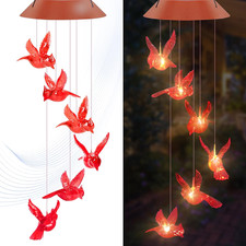 Cardinal Solar Wind Chimes for Outside, Outdoor Hanging Garden Decor