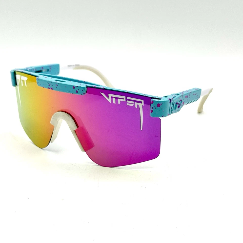 Gafas de sol Pit Viper Shield DR3AMGURL azul y blanco marco de diseñador lentes espejadas Foto 4 de 4
