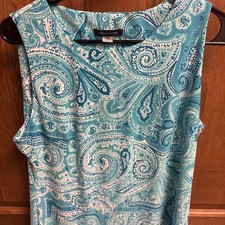 Tommy Hilfiger Blue Aqua Paisley Dress Women’s Size 10 Summer Sleeveless Casual