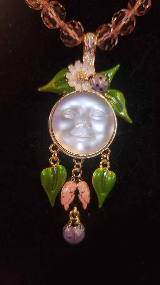 Kirks Folly White Moonface Pink Crystal Necklace NWOT - Image 2 of 4