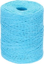 Natural Cotton Raffia Yarn 328 Yards for Crochet, Lake Blue, DIY Crafting