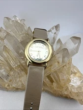 MARC JACOBS MARCI GOLD TONE,TAUPE LEATHER BAND,MIRROR DIAL,WATCH-MBM1182