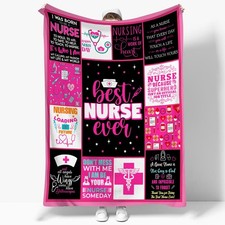 Nurse Gifts for Women Men Cozy Soft Nurse Blanket with Funny Inspirational Qu...