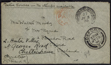 Anglo Boer War 1900 Stampless Soldier's Cover w/NO STAMPS AVAILABLE Marking