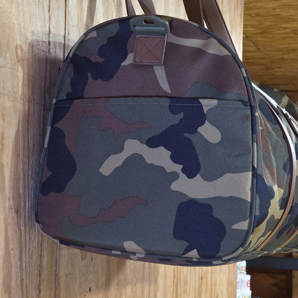 Herschel Novel Duffle Woodland Camo FAUX Leather and Shoulder Strap - DAD DENIM - Image 4 of 4