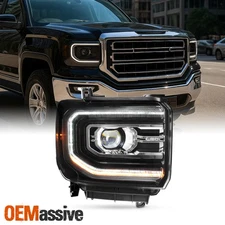For 2016-2018 GMC Sierra 1500 FULL LED Projector Black Headlight w/DRL Passenger