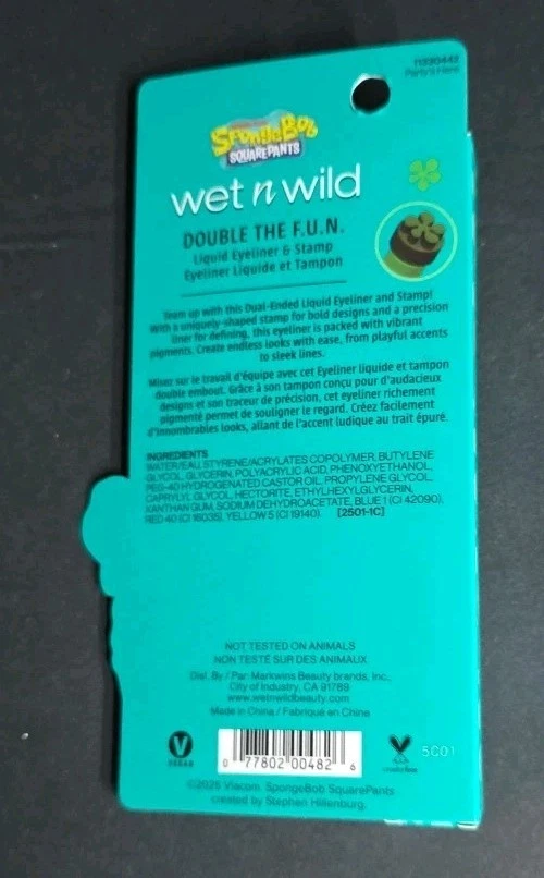 Wet N Wild SpongeBob Double the FUN Liquid Eyeliner & Stamp Green NEW - Image 2 of 2