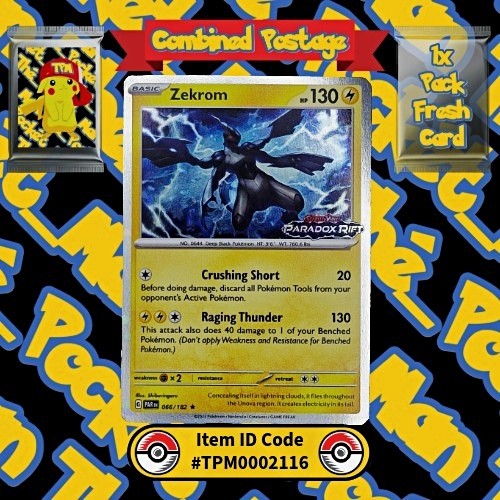 Pokémon TCG Zekrom 066/182 Paradox Rift Stamped Promo Cosmos Holo 