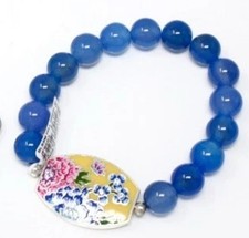 Pulsera elástica Brighton BLOSSOM HILL floral azul amarillo nuevo con etiquetas precio de venta sugerido por el fabricante 88 USD