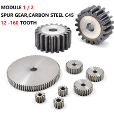 Flat Spur Gear Mod 1 Mod 2 C45 Steel 12 - 160 Tooth Motor Pinion Cogwheel Metal