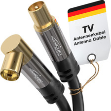Kabeldirekt – 4K TV Aerial Cable, Coaxial Cable, 90° Angled/Straight – 1M – Digi