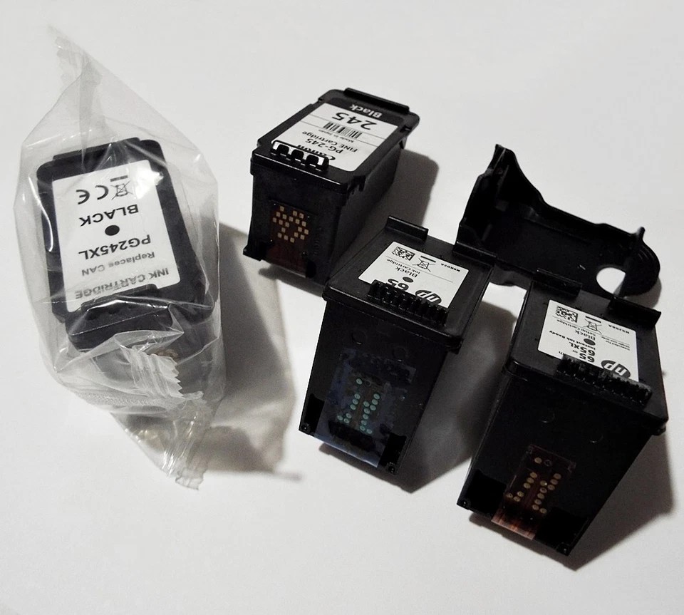 (4) *PARA RECARGA* (2) HP 65 & (1) CANON PG-245 & (1) (?) CARTUCHO VACÍO PG-245XL Foto 3 de 3