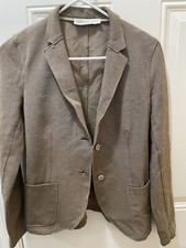 HARRIS WHARF LONDON Exposed Seam Cotton Blazer In Greige Size IT 42