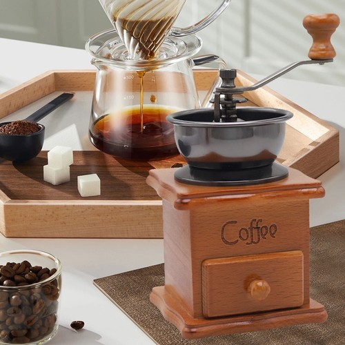 Manual Coffee Grinder Wooden Coffee Bean Grinder Retro Hand Grinders Portable - Picture 5 of 10