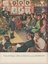 1948 Plymouth Boy Class Christmas Tree Santa Claus Chalkboard Vtg Print Ad L15