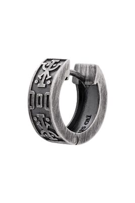 cai men Single-Creole 925 Sterling Silber oxidiert matt Muster NEU cai