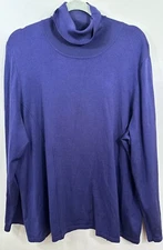 Elana By Tanner Silk Blend Ribbed Knit Turtleneck Top Cobalt Blue Sz 2 See Meas
