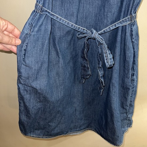 Tommy Hilfiger Womens Denim Maxi Dress 1/4 Zip Sz M Blue Collar Neck Sleeveless - Picture 3 of 13