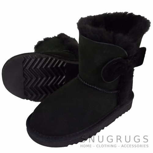 Botas/botines completos de piel de oveja para niños/niñas con diseño de lazo - Imagen 2 de 6