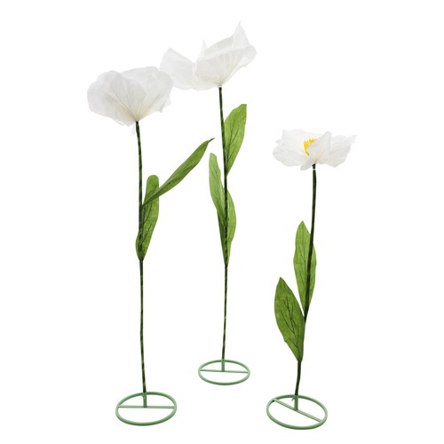 Set of 3 Artificial Flower Free Standing White Corn Poppy Decor Home Wedding - 第 15/18 張圖片