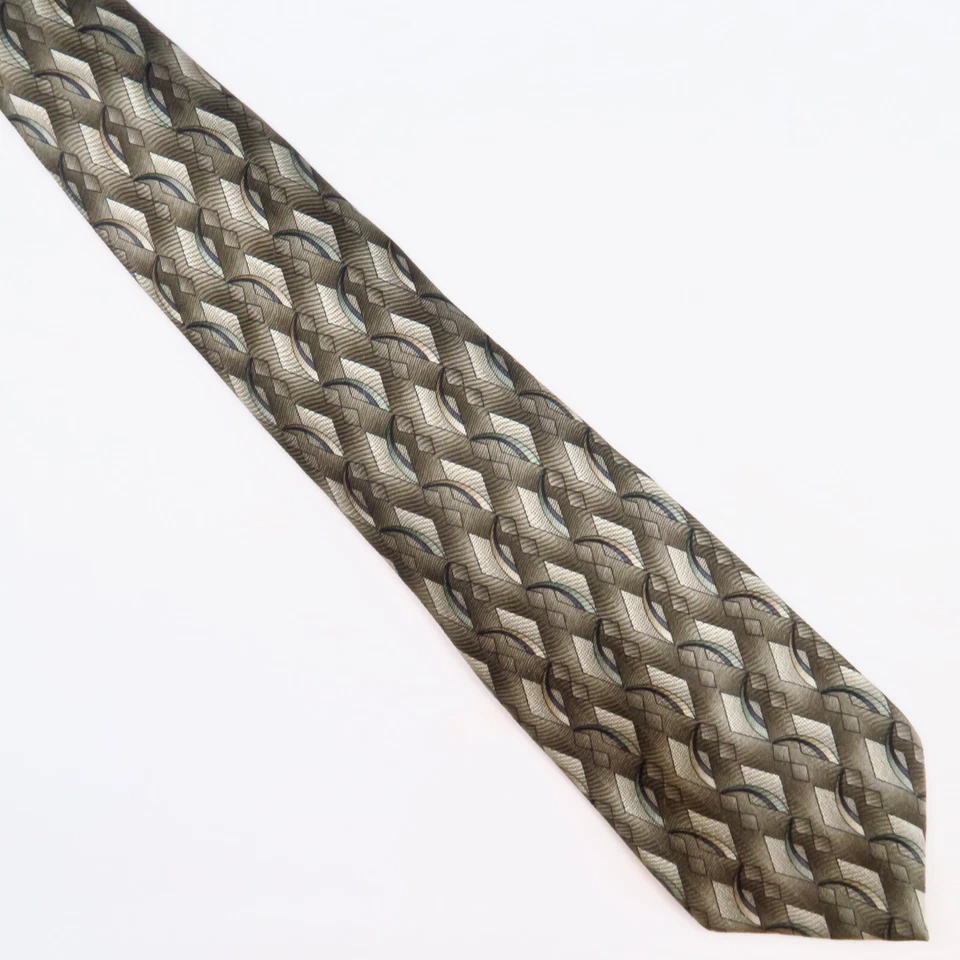 Corbata Pierre Cardin Para Hombre Todo Seda Marrón Geométrico Diamante 59x4 Foto 2 de 4