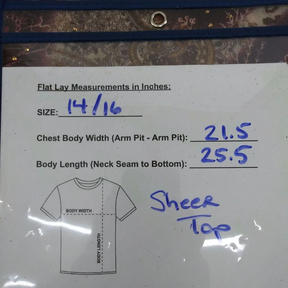 Camisa Avenue para mujer talla 14/16 marrón cachemira lentejuelas manga 3/4 blusa semi transparente Foto 3 de 4
