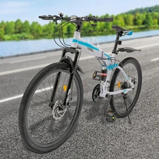 26" Mountain Bike 21 Speed Folding Bike MTB Bicycle U-Shaped Shock-Absorbing