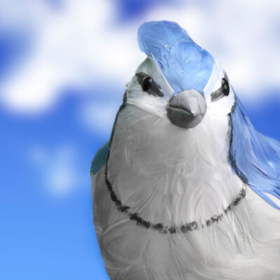 Artificial 20'' Large Feathered Blue Jay Bird with Wired Feet