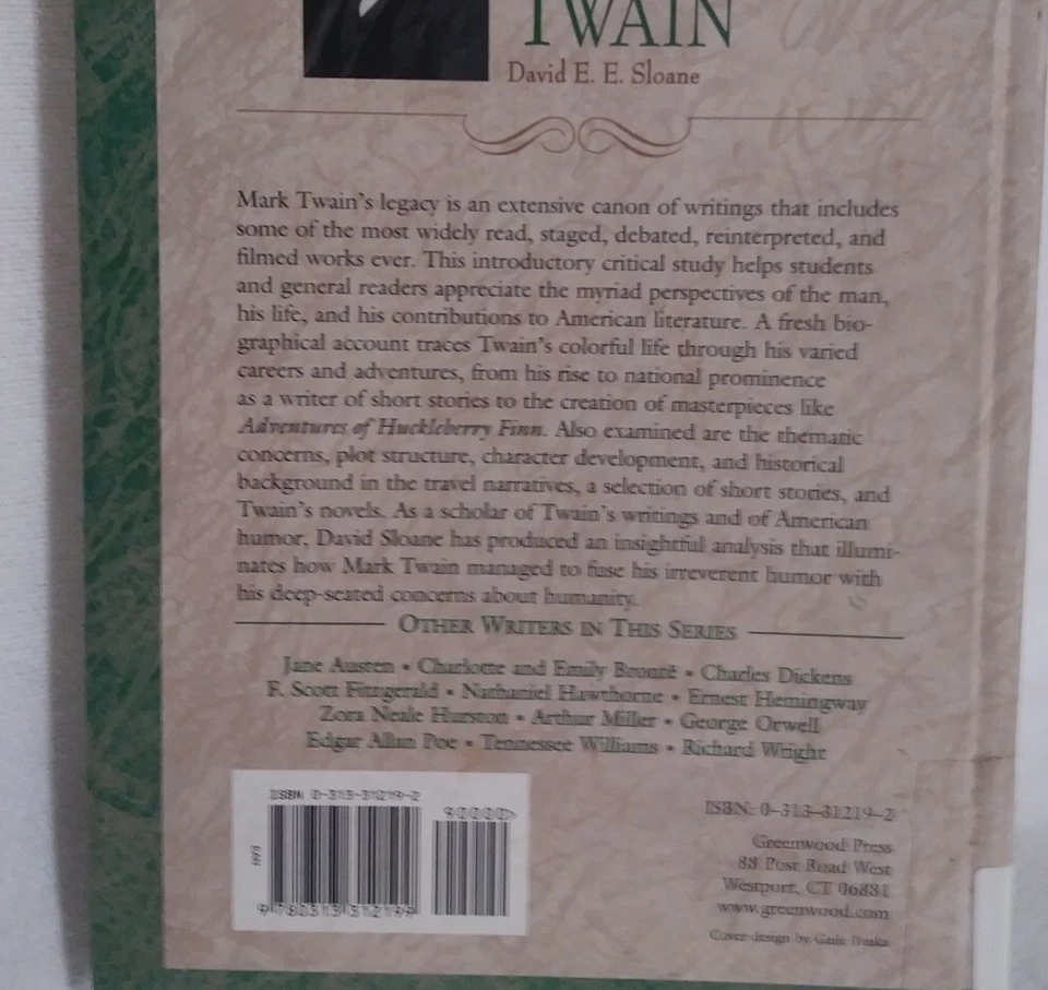 Student Companion to Mark Twain Hardcover David E. Sloane Ex-Library 2001 - Image 3 of 4