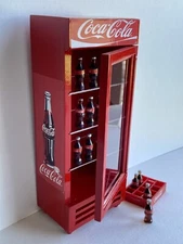 wooden Fridge Refrigerator Coke cooler Dollhouse 1:12 Miniature Soda Handmade