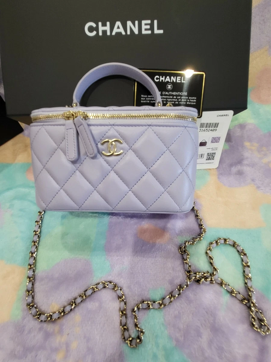 Chanel Small Top Handle Vanity With Chain Bag Light Purple - NOBLEMARS