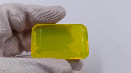 PRECIOUS PIECE YELLOW OPAL CERTIFIED 183 CT EMERALD CUT UNTREATED LOOSE GEMSTONE - Video 1 of 1