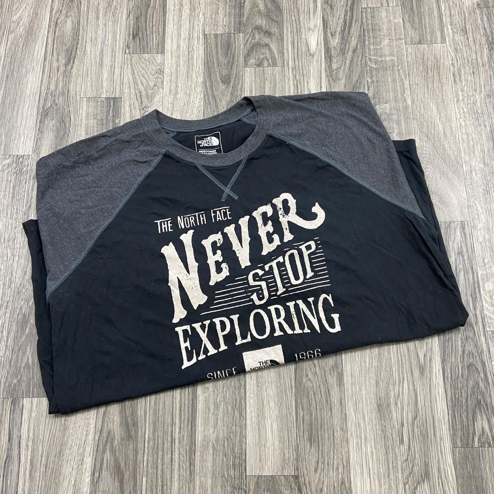 THE NORTH FACE Graphic Print Classic Fit Black/Grey 3/4 Sleeves Shirt Men's XL